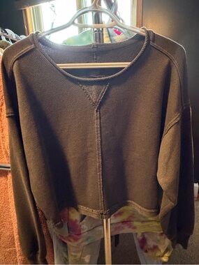 aerie charcoal gray Cropped Sweatshirt